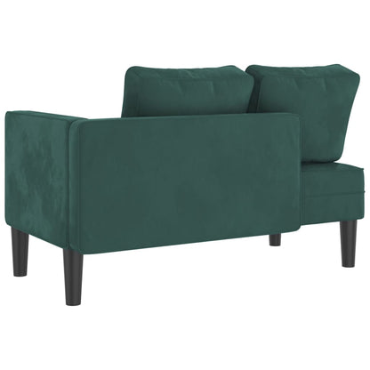 Chaise longue com almofadões veludo verde-escuro