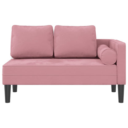 Chaise longue com almofadões veludo rosa