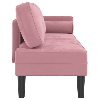 Chaise longue com almofadões veludo rosa