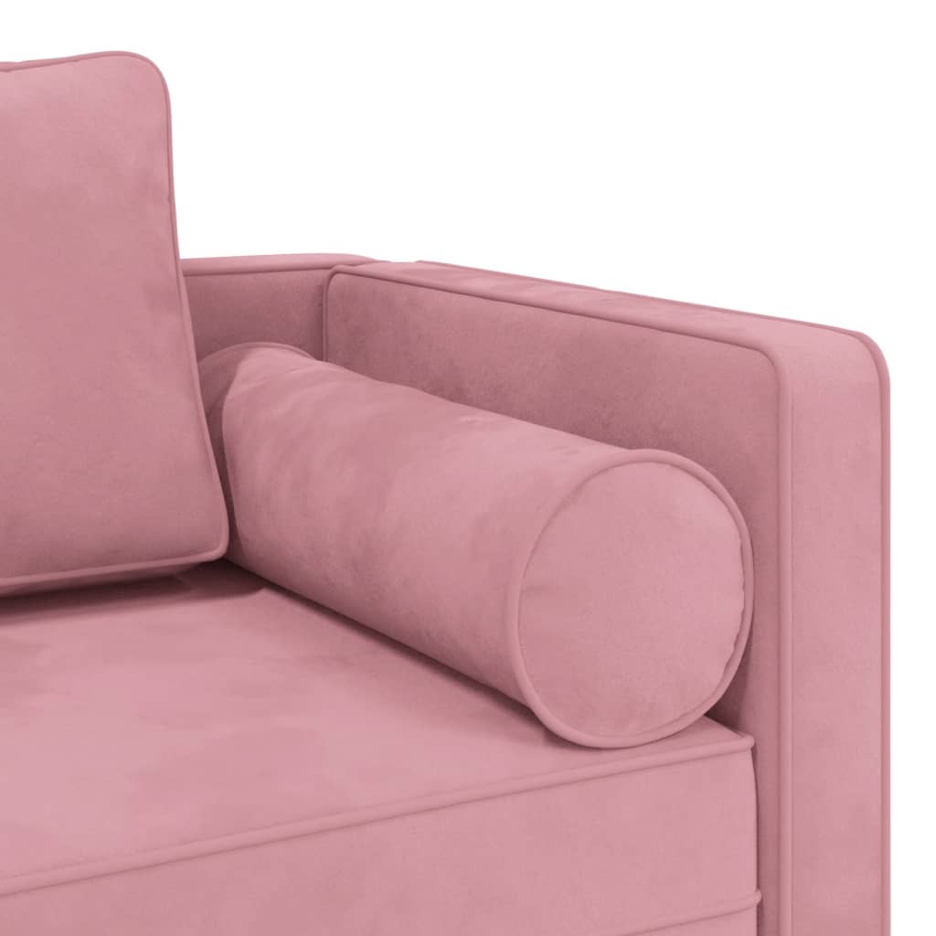 Chaise longue com almofadões veludo rosa