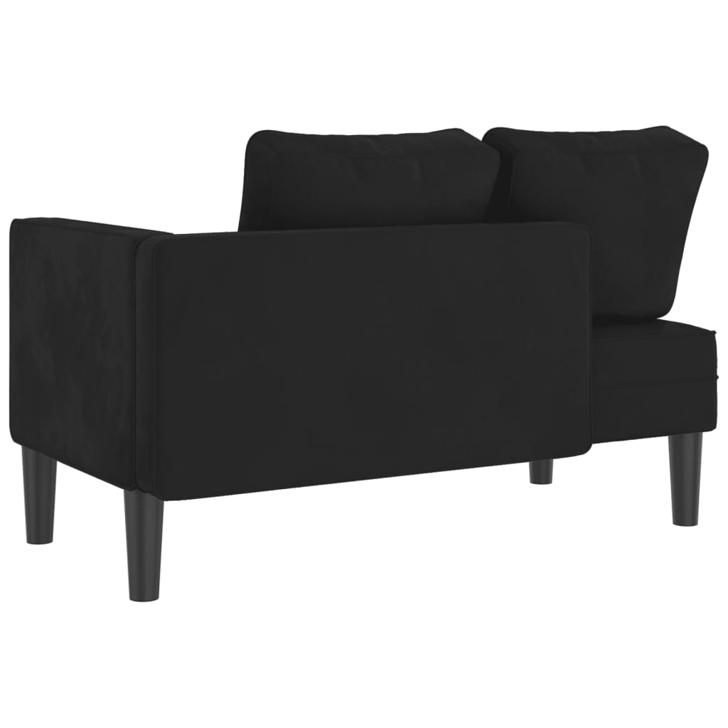 Chaise lounge com almofadões veludo preto