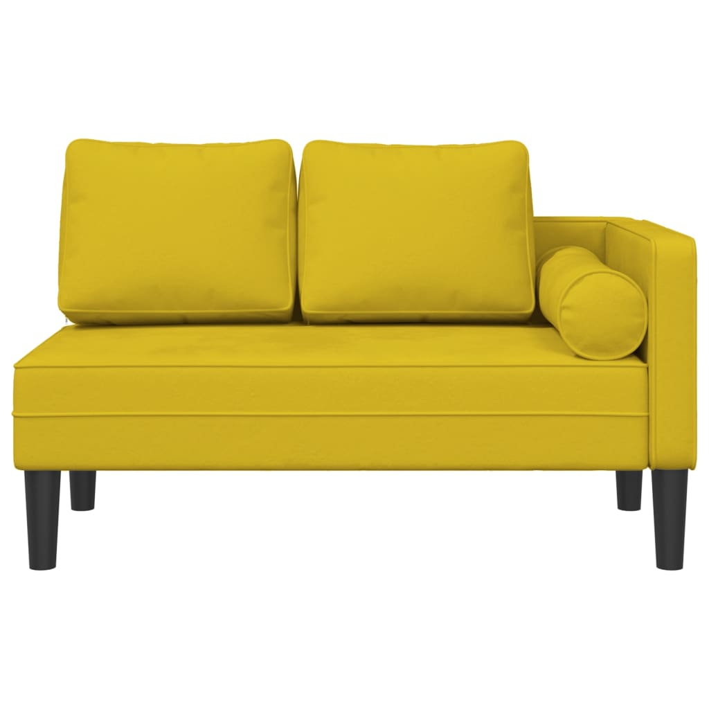 Chaise longue com almofadões veludo amarelo