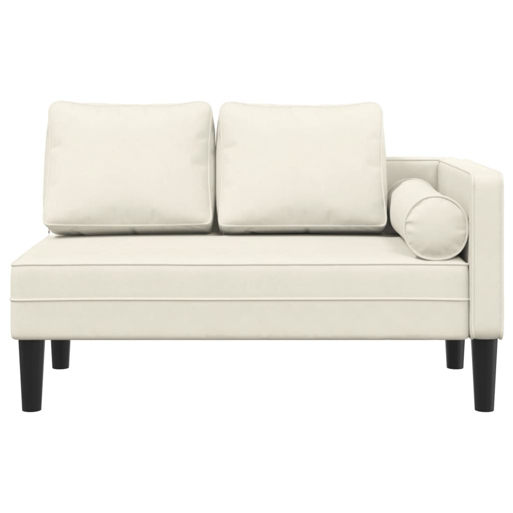 Chaise lounge com almofadões veludo creme