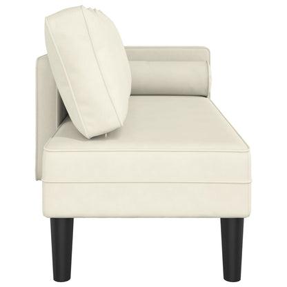 Chaise lounge com almofadões veludo creme