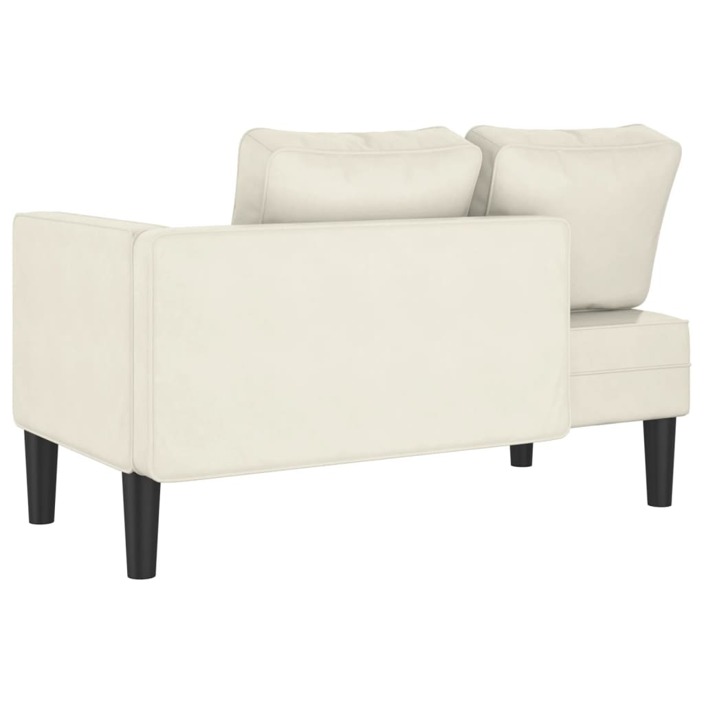 Chaise lounge com almofadões veludo creme