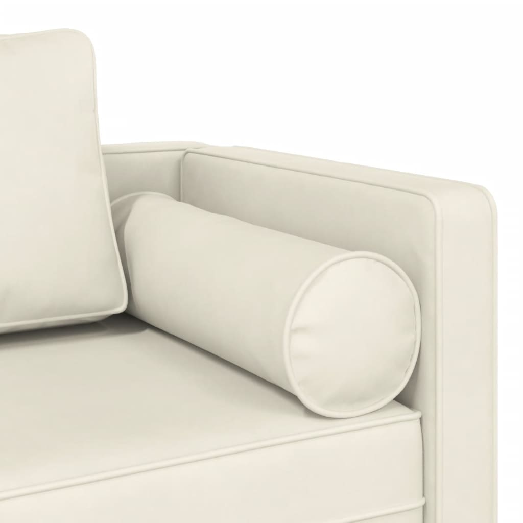 Chaise lounge com almofadões veludo creme