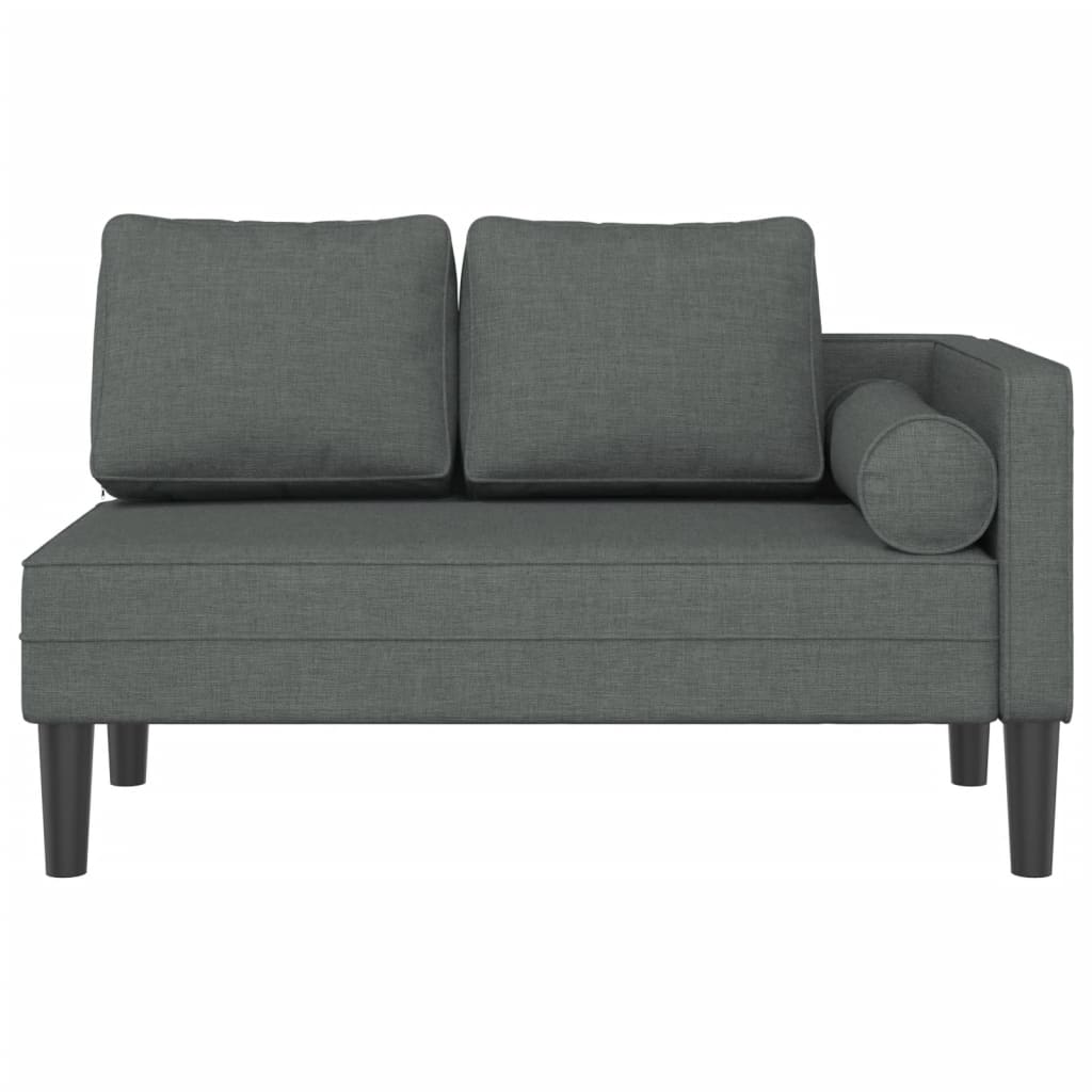 Chaise lounge com almofadões tecido cinzento-escuro