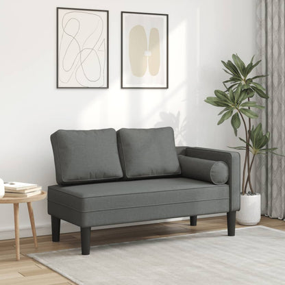 Chaise lounge com almofadões tecido cinzento-escuro