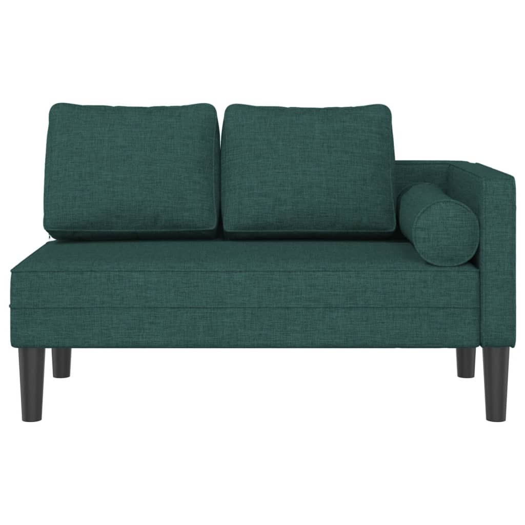 Chaise lounge com almofadões tecido verde-escuro