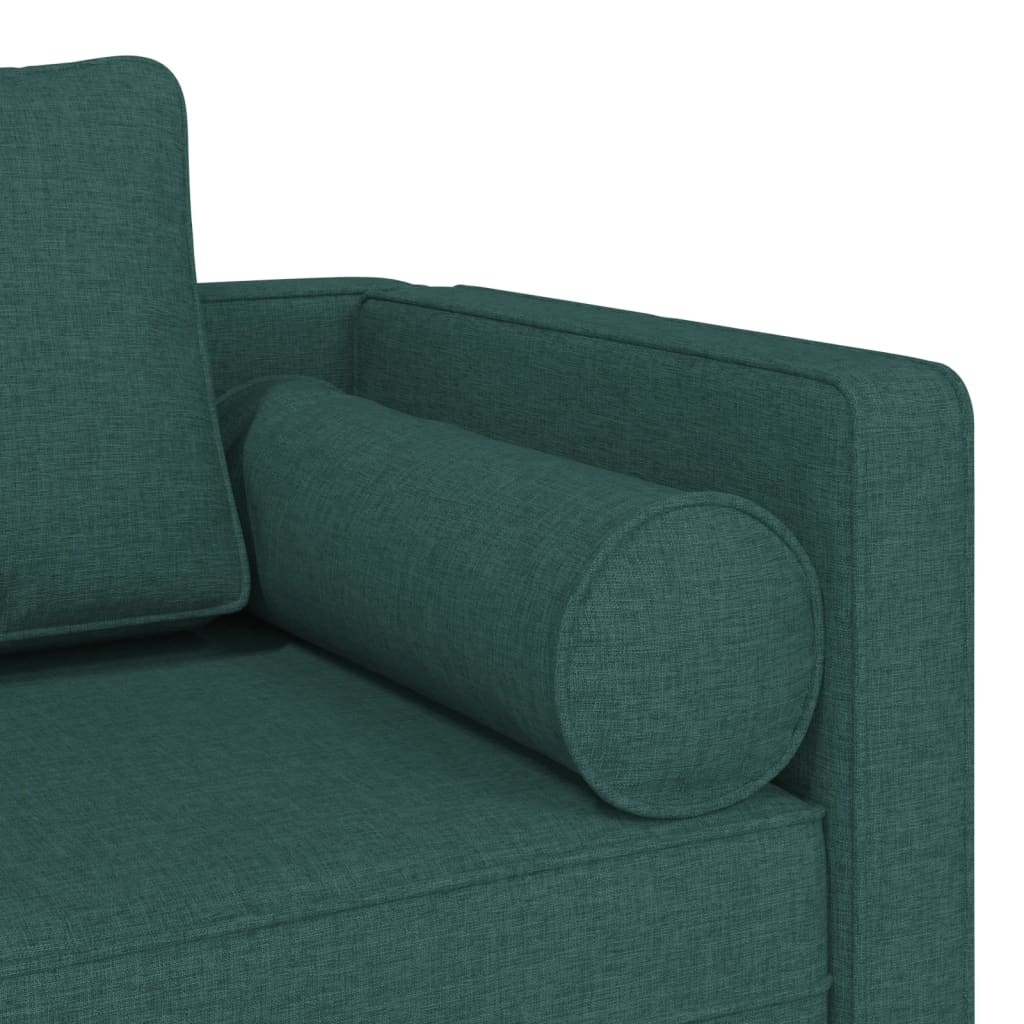 Chaise lounge com almofadões tecido verde-escuro