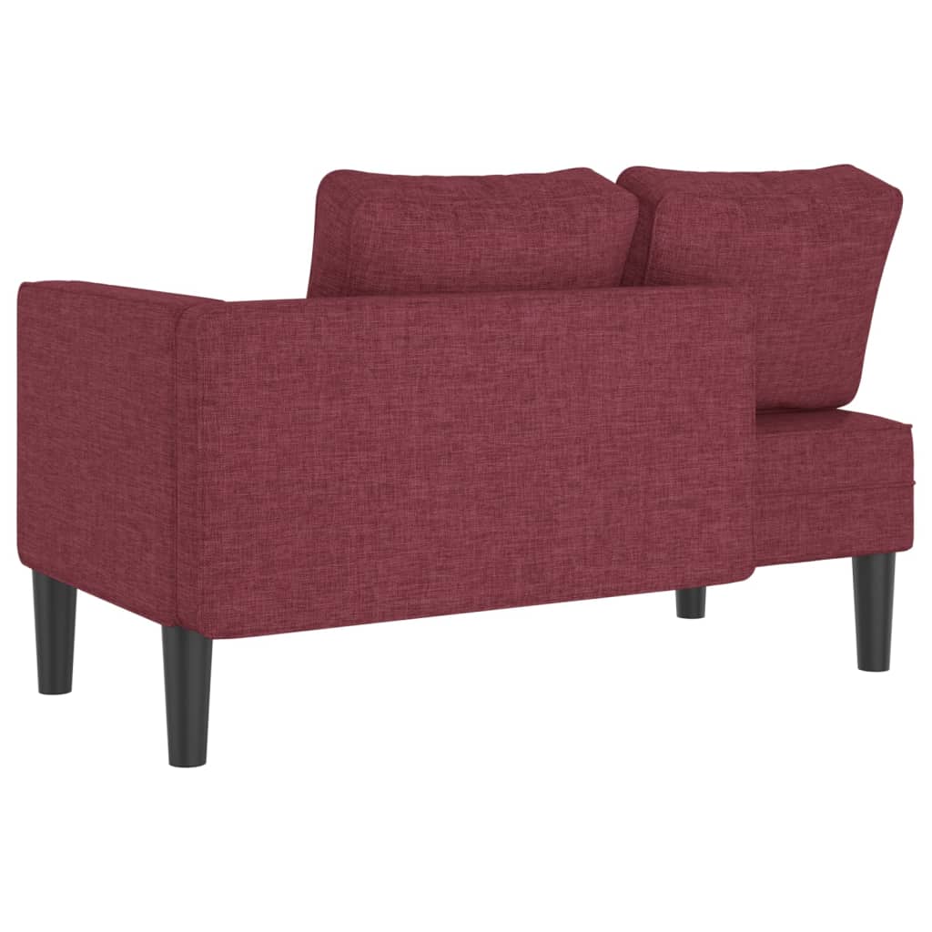 Chaise longue com almofadões tecido vermelho tinto