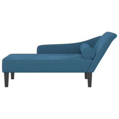 Chaise lounge com almofadões veludo azul