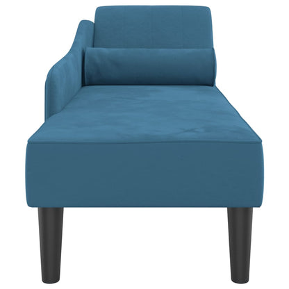 Chaise lounge com almofadões veludo azul