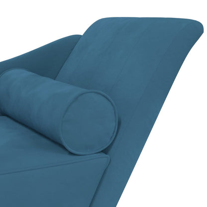 Chaise lounge com almofadões veludo azul