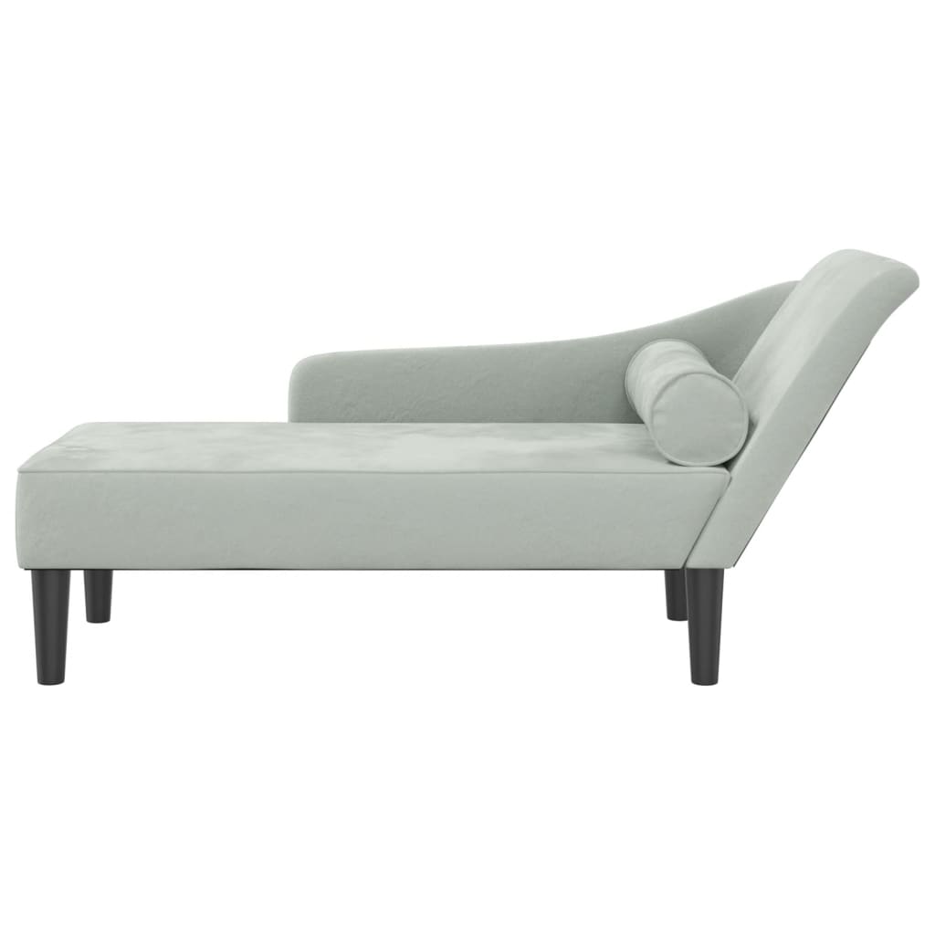 Chaise lounge com almofadões veludo cinzento-claro