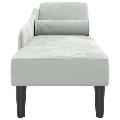 Chaise lounge com almofadões veludo cinzento-claro