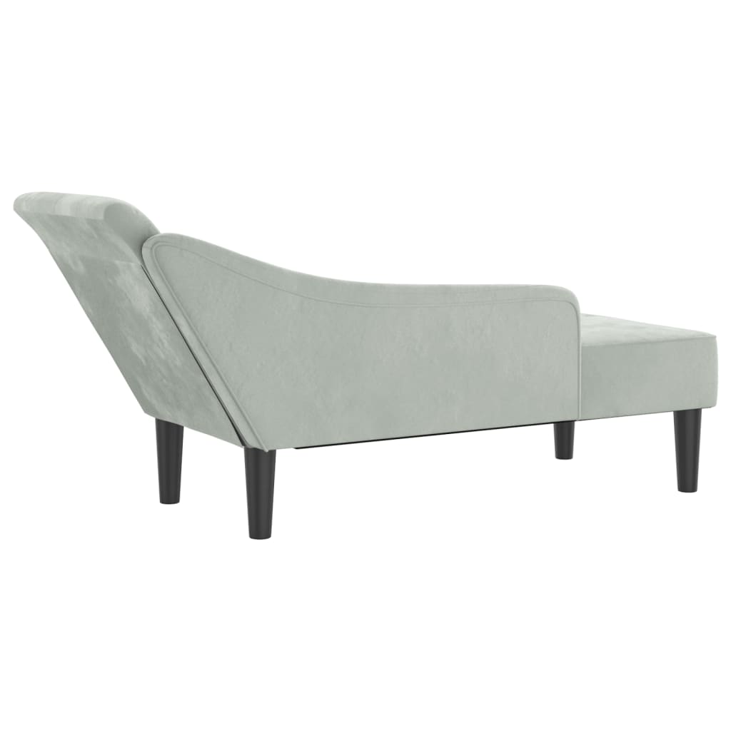 Chaise lounge com almofadões veludo cinzento-claro