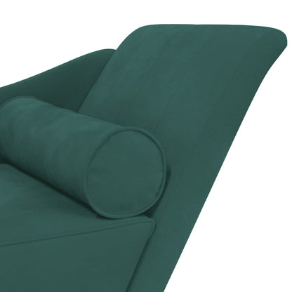 Chaise longue com almofadões veludo verde-escuro