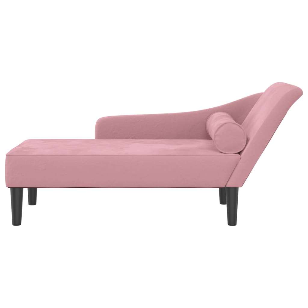 Chaise longue com almofadões veludo rosa