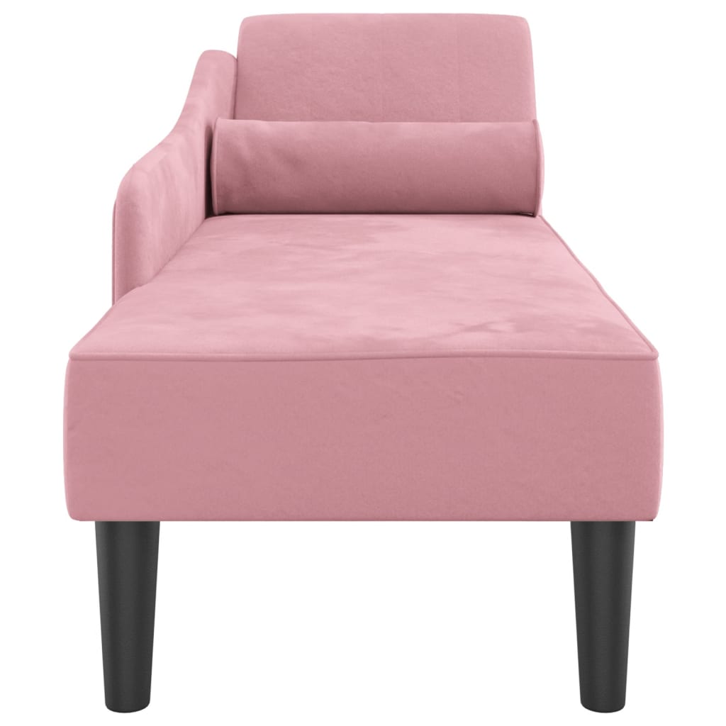 Chaise longue com almofadões veludo rosa