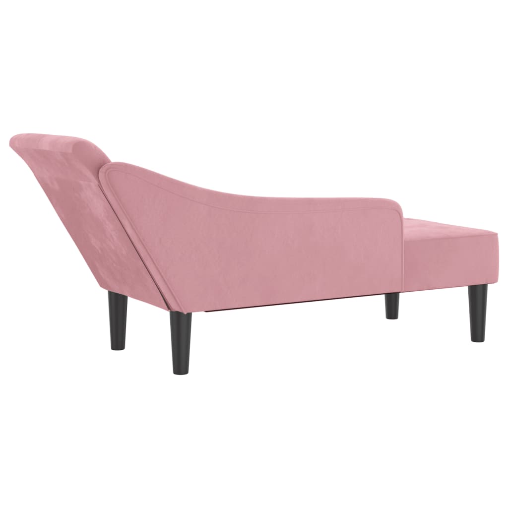 Chaise longue com almofadões veludo rosa