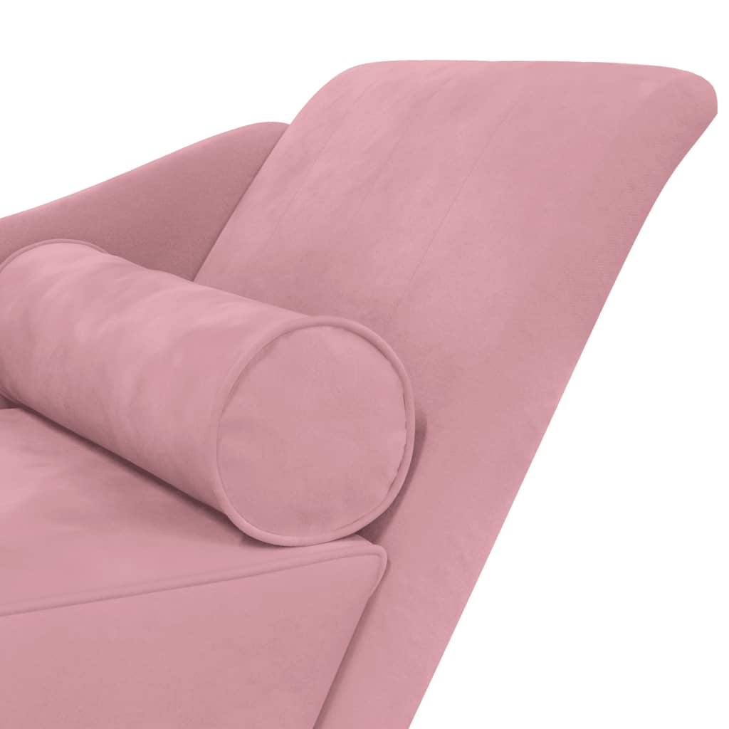 Chaise longue com almofadões veludo rosa