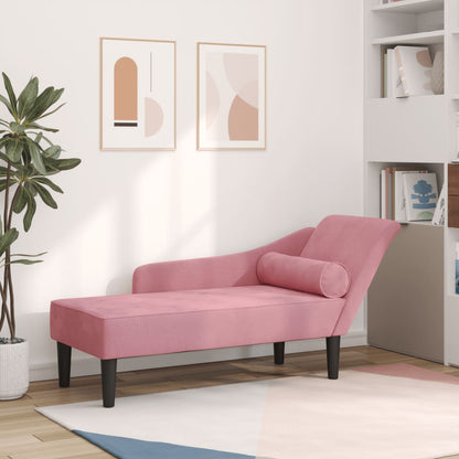 Chaise longue com almofadões veludo rosa