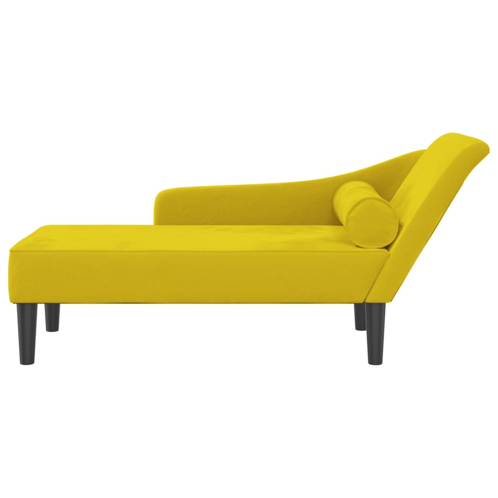 Chaise longue com almofadões veludo amarelo