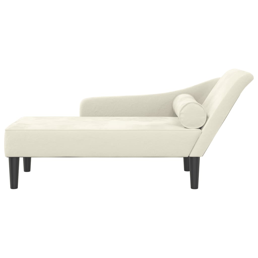 Chaise lounge com almofadões veludo creme