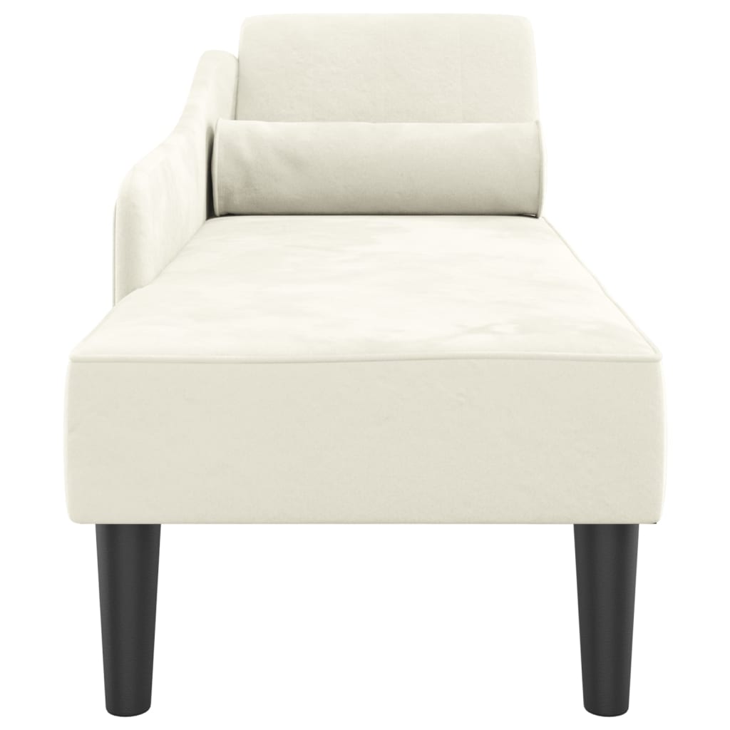 Chaise lounge com almofadões veludo creme