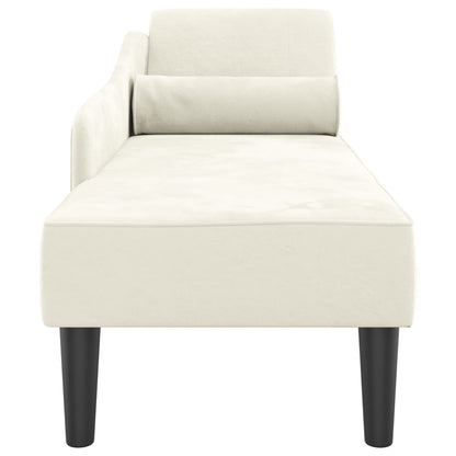 Chaise lounge com almofadões veludo creme