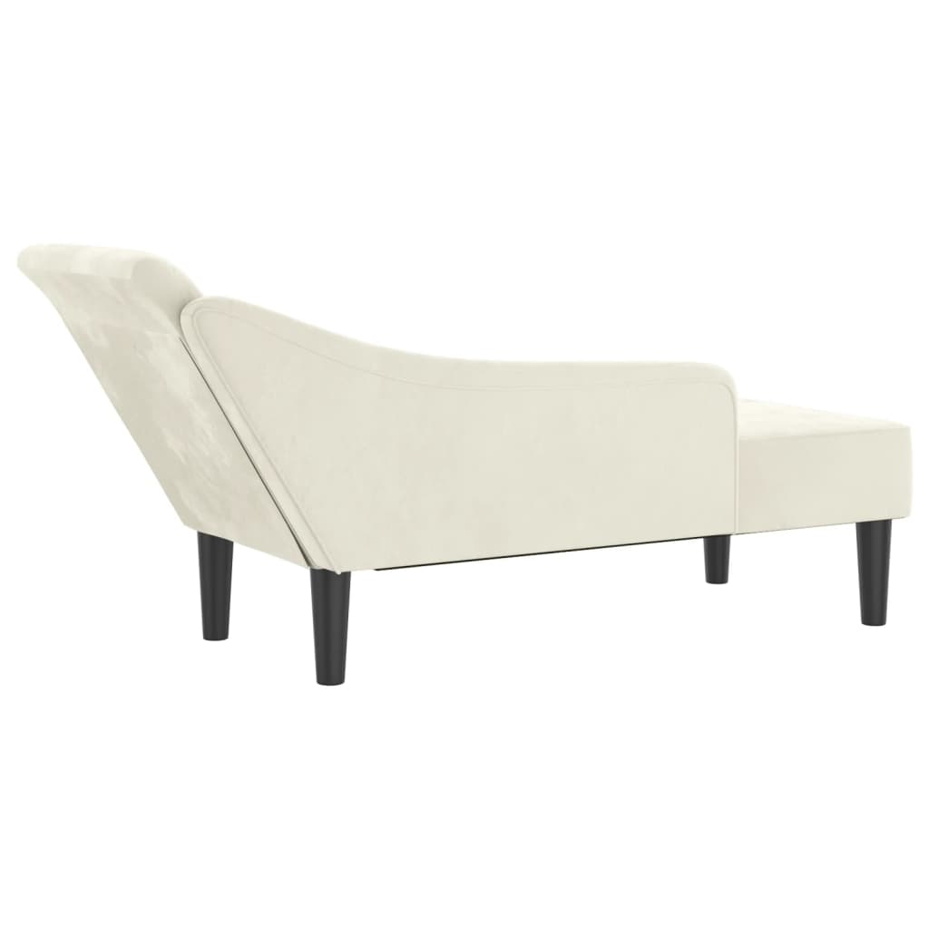 Chaise lounge com almofadões veludo creme