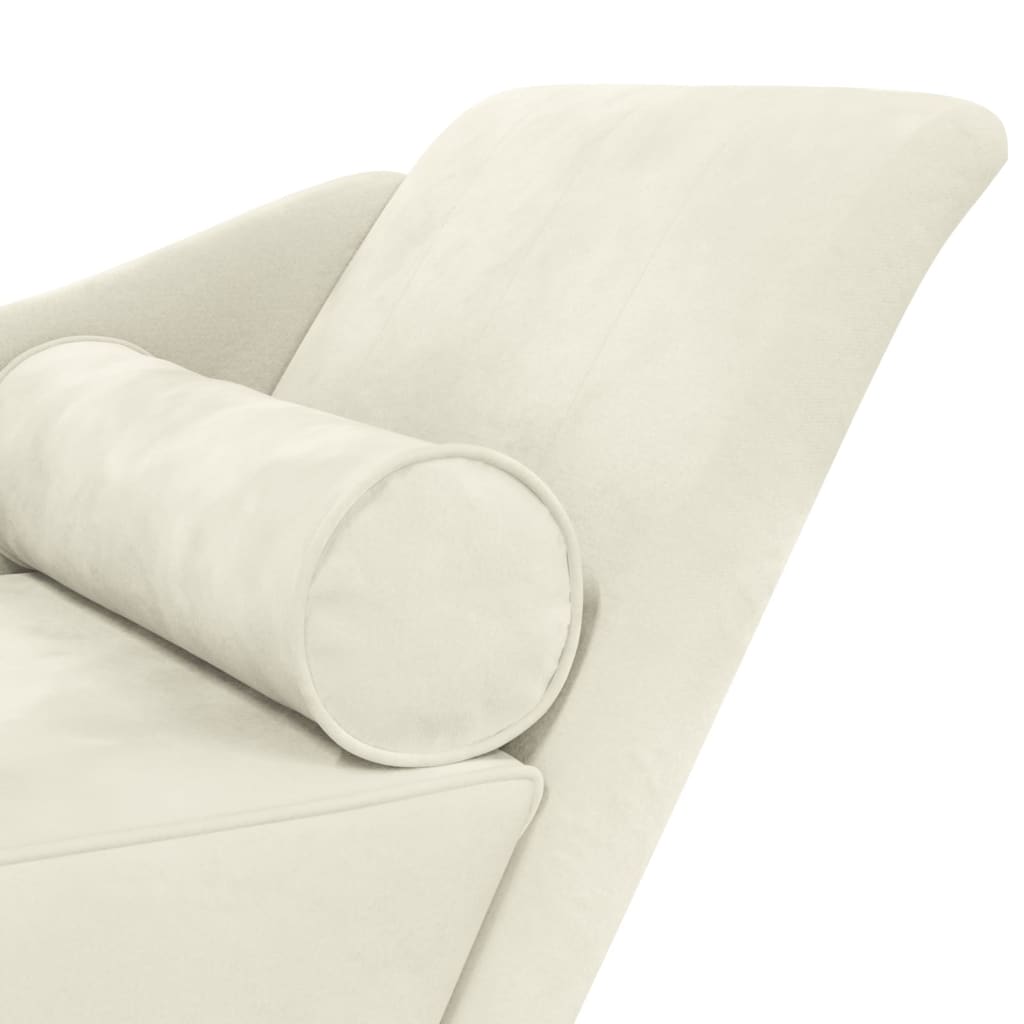 Chaise lounge com almofadões veludo creme