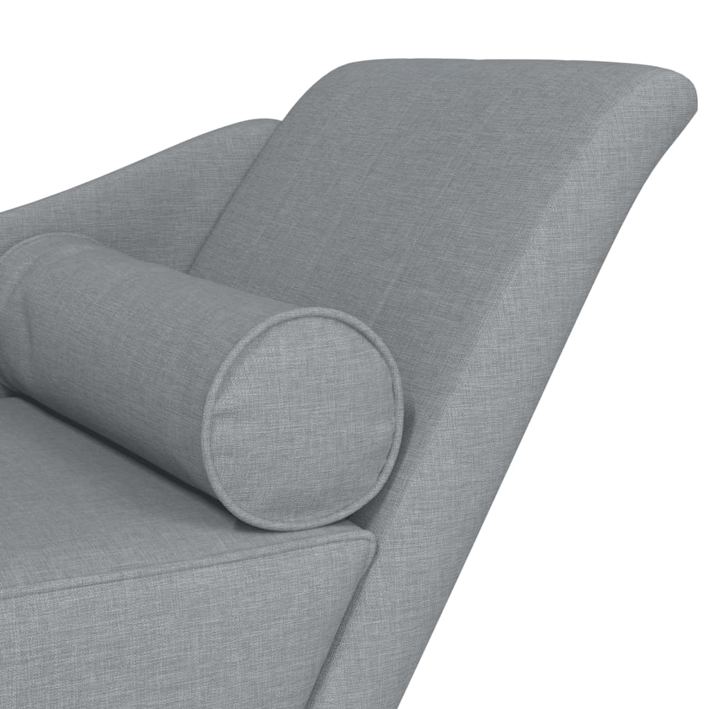 Chaise lounge com almofadões tecido cinzento-claro