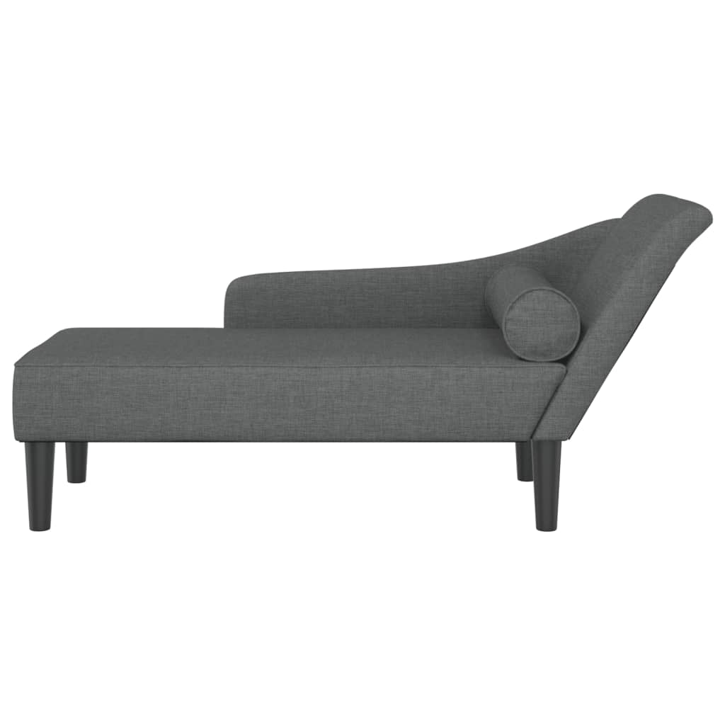 Chaise lounge com almofadões tecido cinzento-escuro