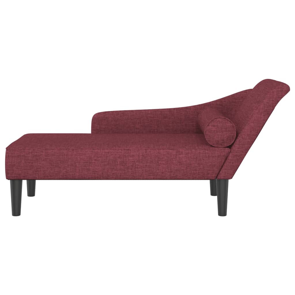 Chaise longue com almofadões tecido vermelho tinto