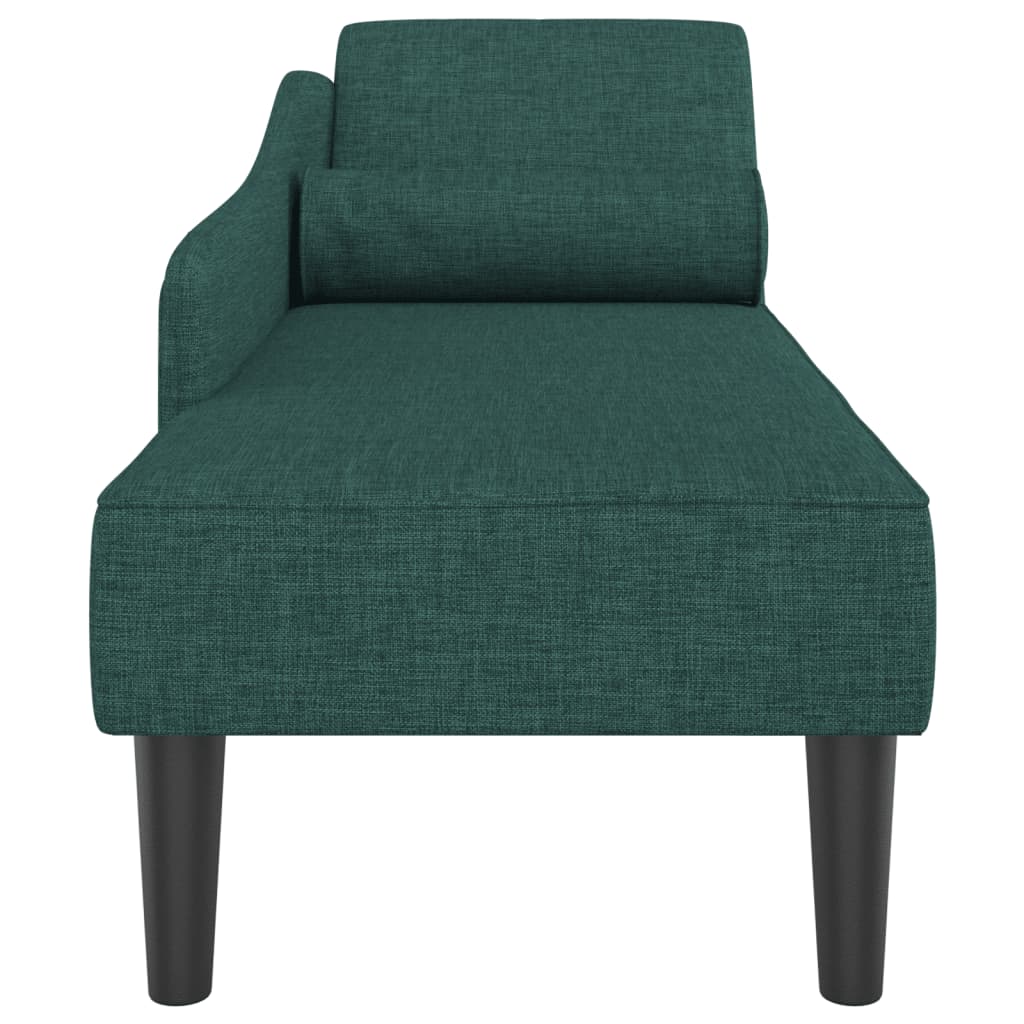 Chaise lounge com almofadões tecido verde-escuro