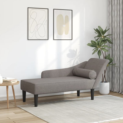 Chaise lounge com almofadões tecido cinzento-acastanhado