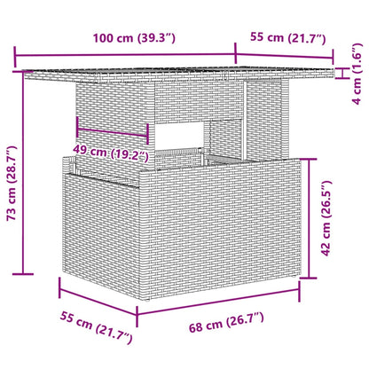 2 pcs conj. sofás p/ jardim c/ almofadões vime PE e vidro preto