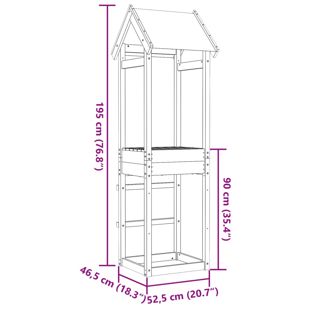 Torre de brincar 52,5x46,5x195 cm abeto-de-douglas maciço