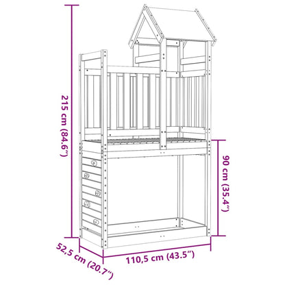 Torre brincar parede escalar 110,5x52,5x215cm pinho impregnado