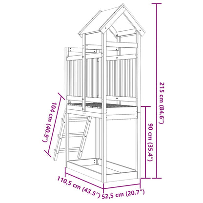 Torre de brincar com escada 110,5x52,5x215 cm pinho maciço