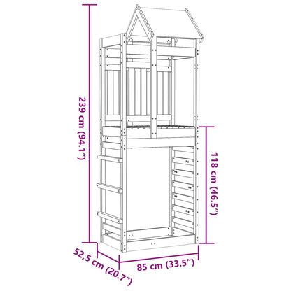 Torre de brincar c/ parede escalar 85x52,5x239 cm pinho maciço