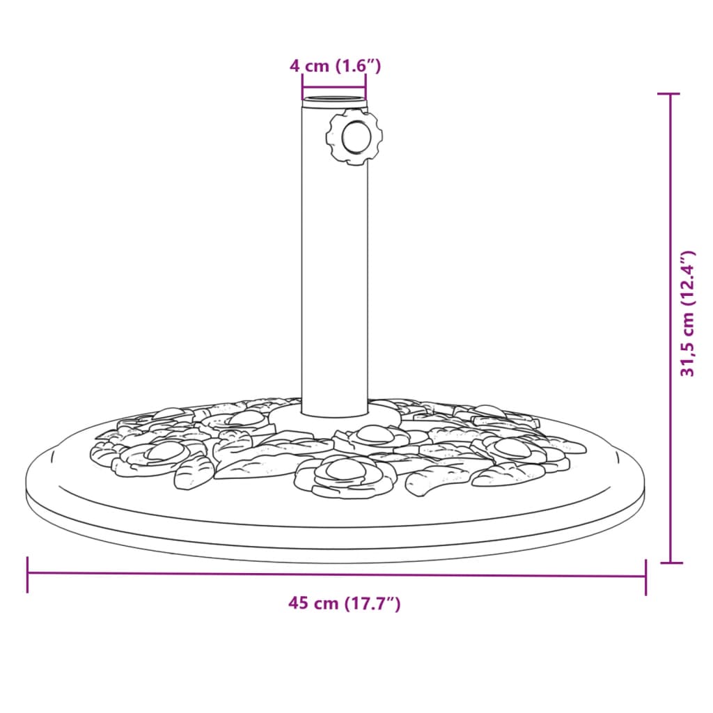 Base de guarda-sol para postes de Ø38/48 mm 12 kg redondo