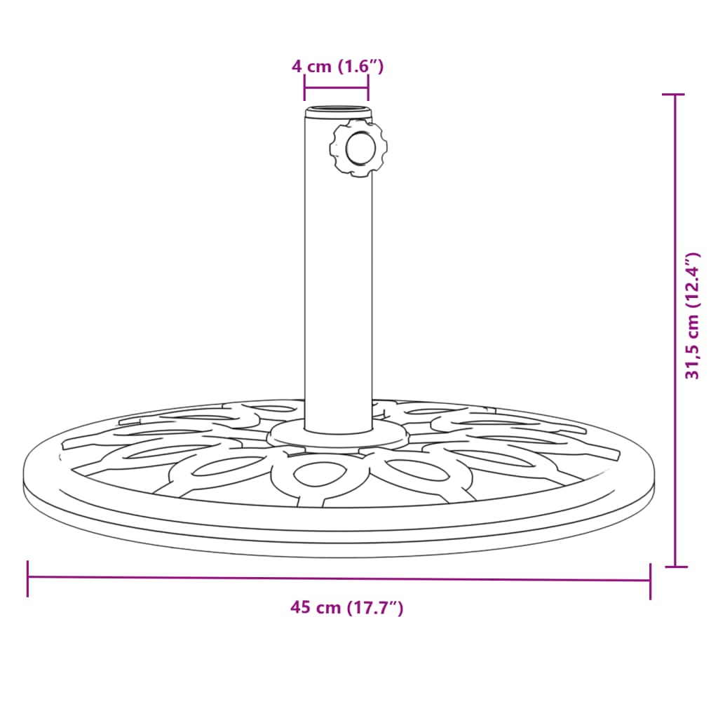 Base de guarda-sol para postes de Ø38/48 mm 12 kg redondo