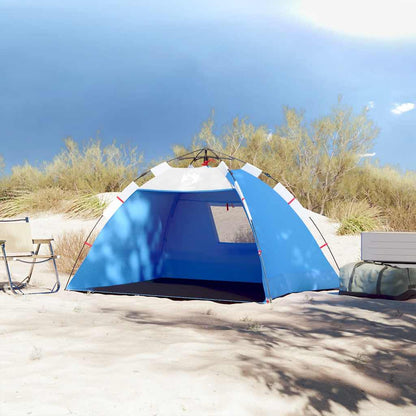 Tenda praia 2 pessoas libertação rápida impermeável azul ciano