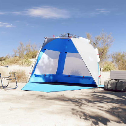 Tenda praia 3 pessoas libertação rápida impermeável azul ciano