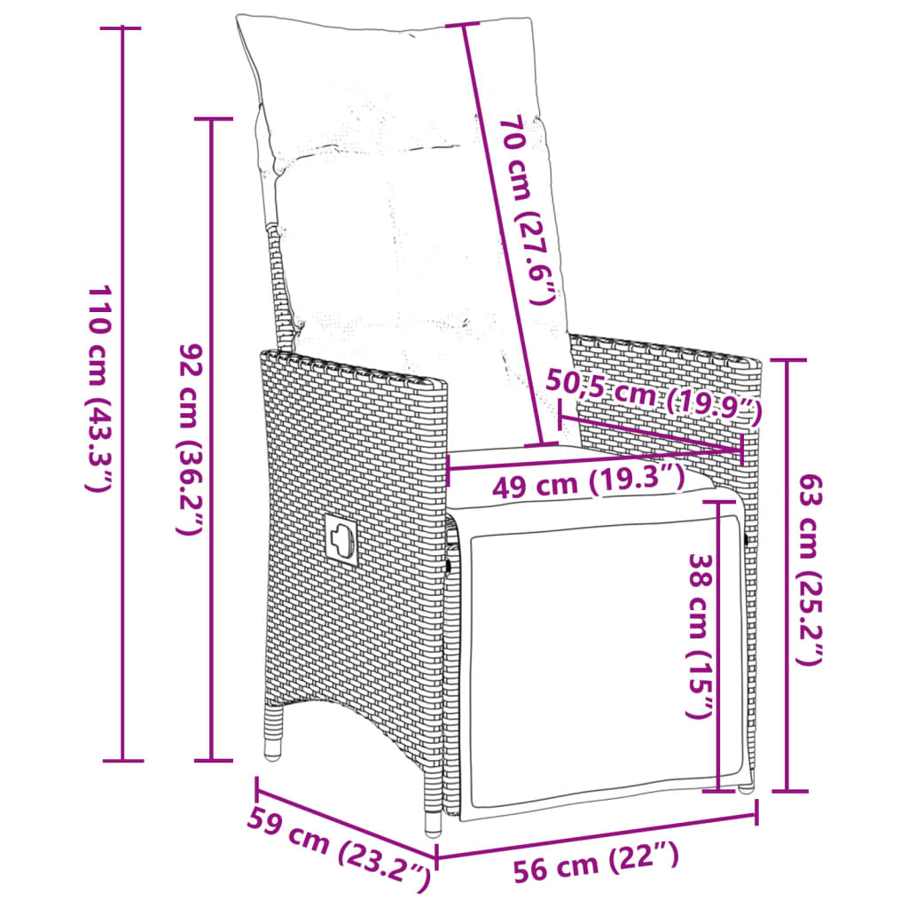 5 pcs conjunto de jantar p/ jardim c/ almofadões vime PE cinza