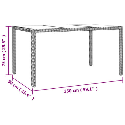 7 pcs conjunto de jantar p/ jardim com almofadões vime PE bege