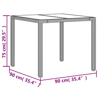 5pcs conjunto jantar jardim c/almofadões vime PE/vidro castanho